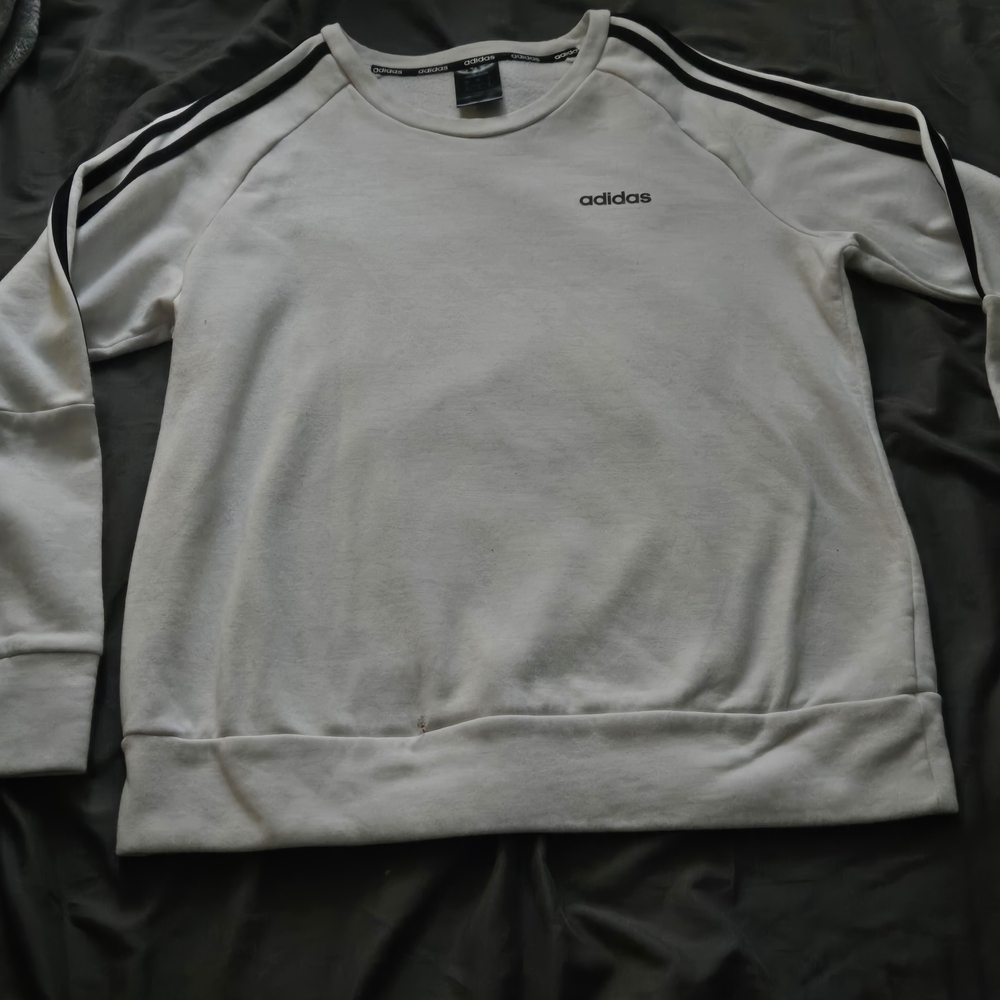 Adidas White Sweatshirt with Black Stripes